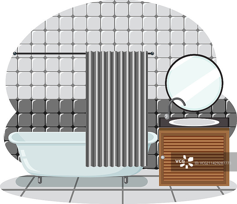 独立的带水槽浴室场景图片素材