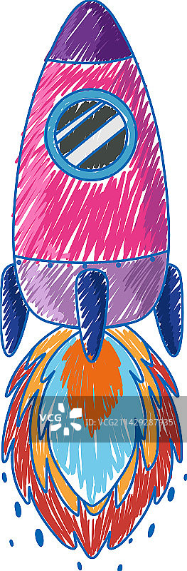 儿童蜡笔风格火箭图片素材