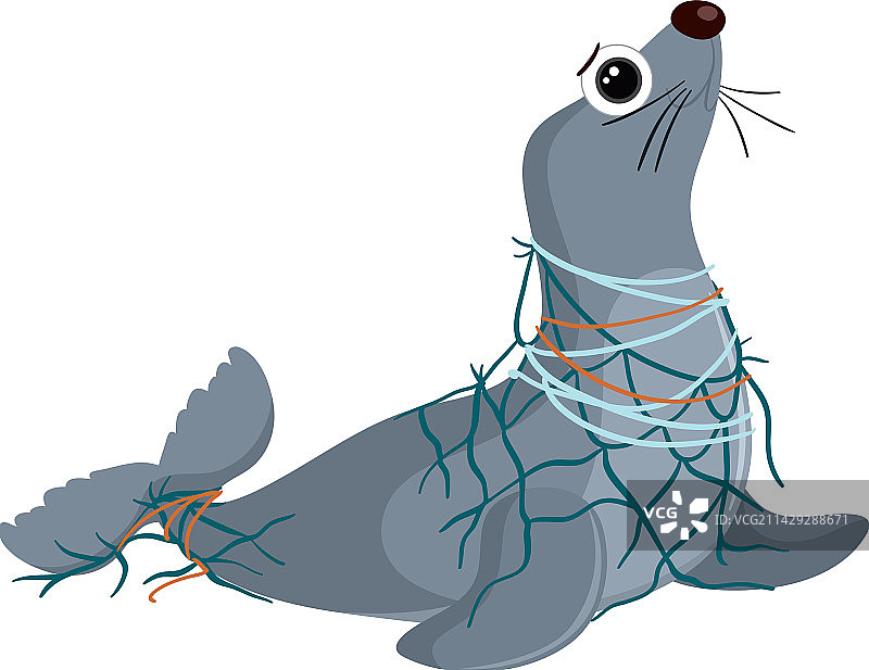 海洋生物的塑料污染概念图片素材