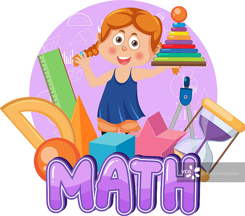 带有数学元素标志的女孩图片素材