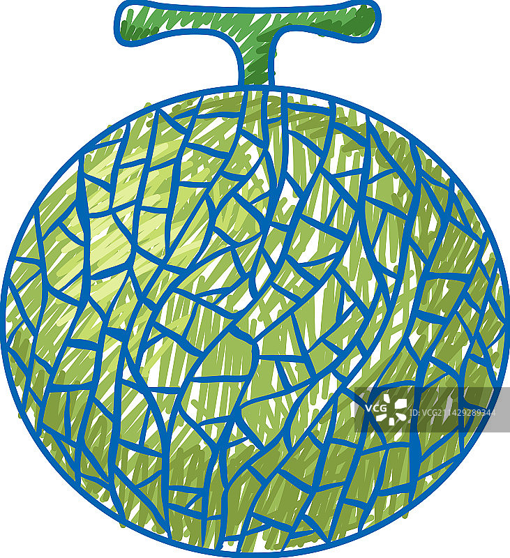 西瓜铅笔涂色儿童涂鸦风格图片素材