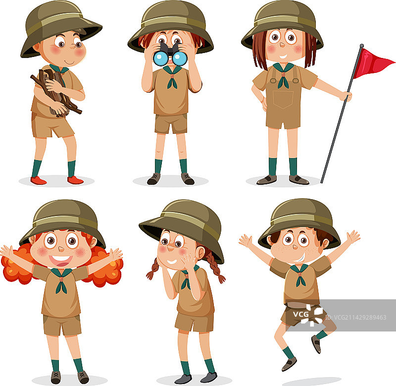 卡通露营儿童角色图片素材