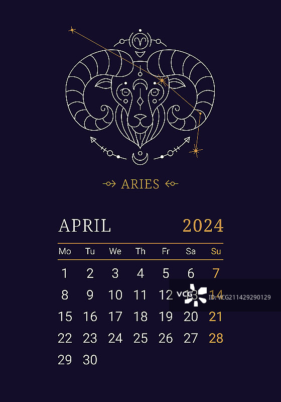 2024年白羊座占星月历图片素材