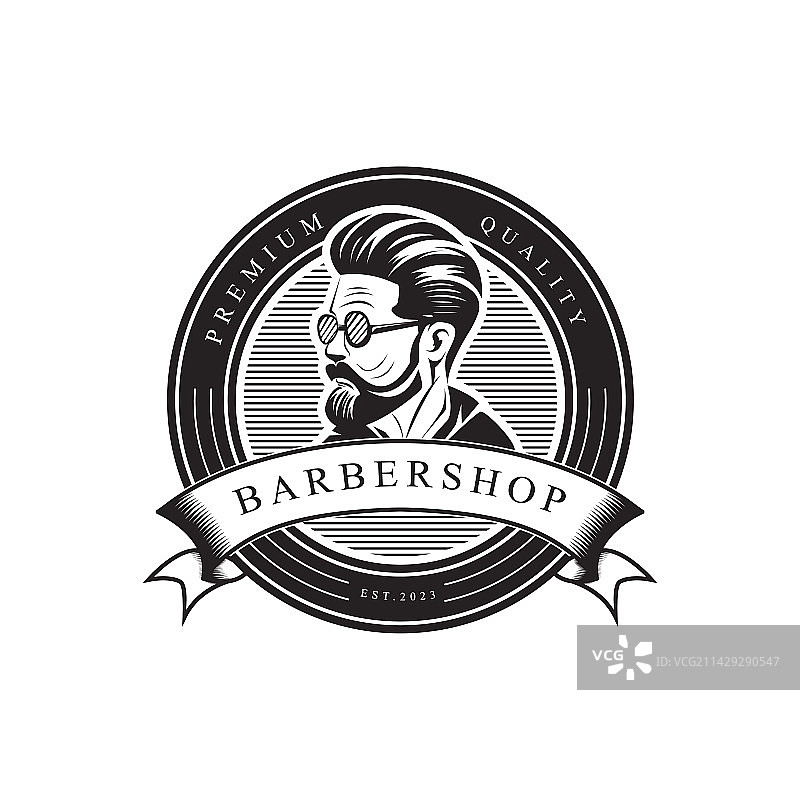 复古理发店标签Logo设计图片素材