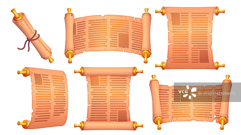 古代羊皮纸妥拉卷轴卡通套装图片素材