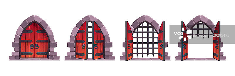 中世纪城堡大门打开动画素材图片素材