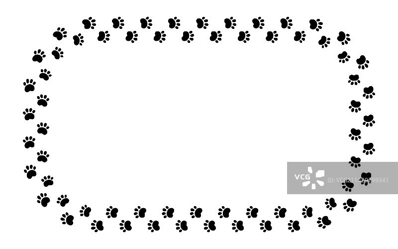 狗爪印矩形框架可爱猫爪印图片素材