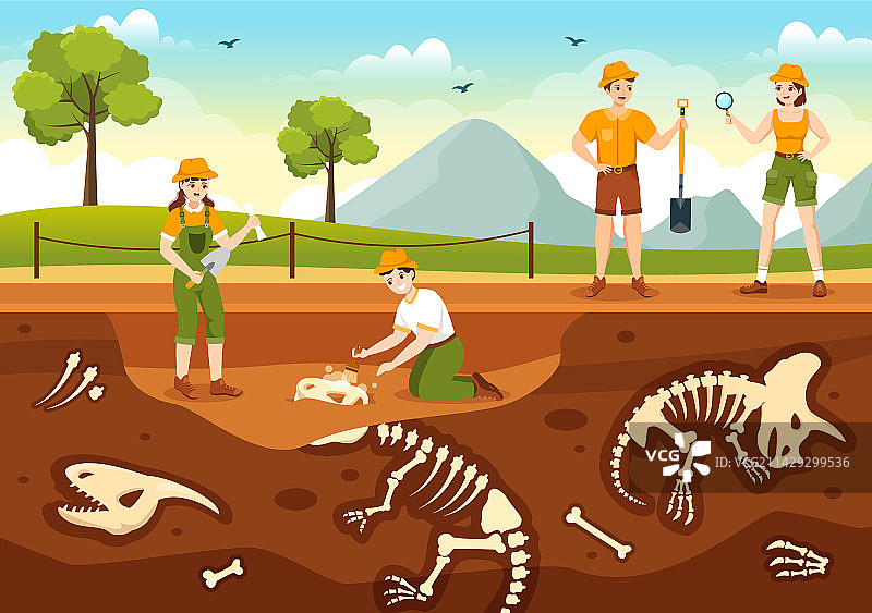 考古学家发现的恐龙化石图片素材