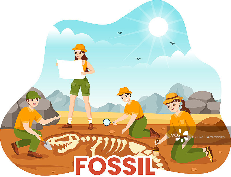 考古学家发现的恐龙化石图片素材