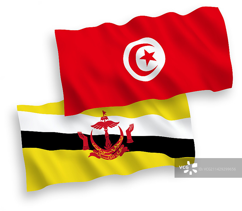 文莱和突尼斯国旗白色背景图片素材