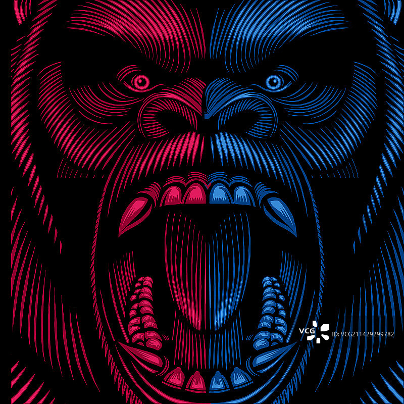 彩色的愤怒大猩猩头像图片素材