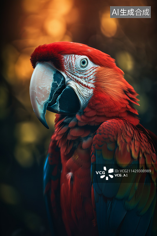 【AI数字艺术】鸟栖息在木头上的特写镜头图片素材