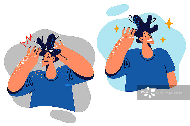 摆脱头皮屑困扰的男人图片素材