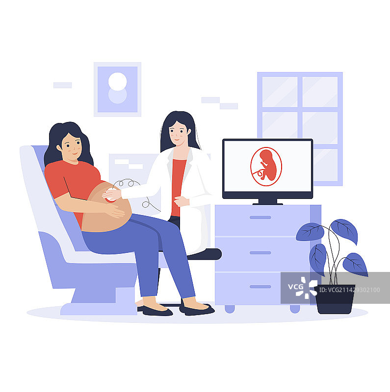 扁平风格的孕妇图片素材