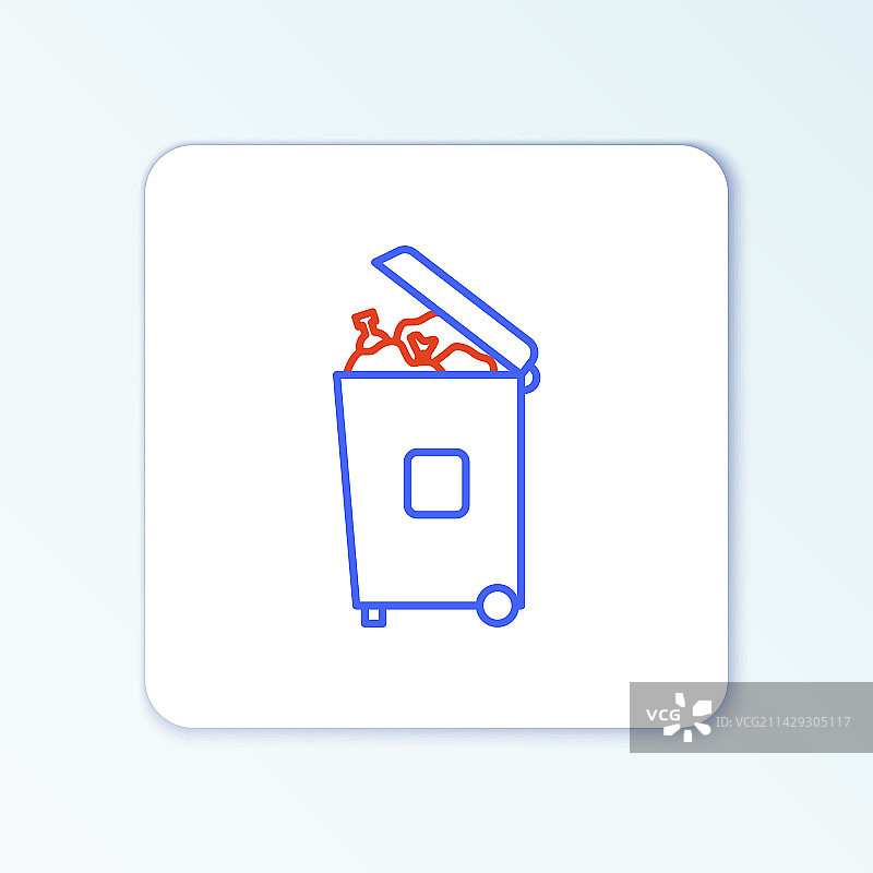 白色背景上的线条垃圾桶图标图片素材