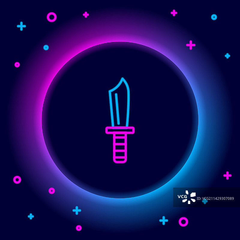 发光霓虹灯线条军用刀图标图片素材