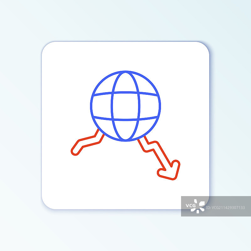 白色背景上的全球经济危机线条图标图片素材