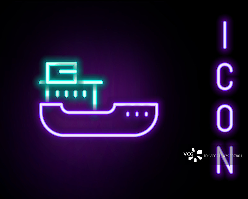 发光霓虹货船图标图片素材