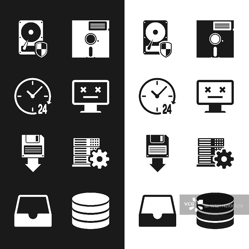 已报废的显示器、时钟（24小时制）和硬盘驱动器图片素材