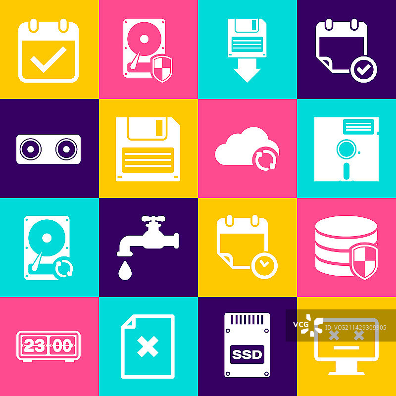 报废的显示器数据库与软盘保护图片素材