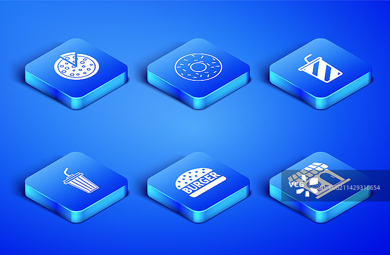 比萨店建筑外观、披萨、汉堡和玻璃杯图片素材