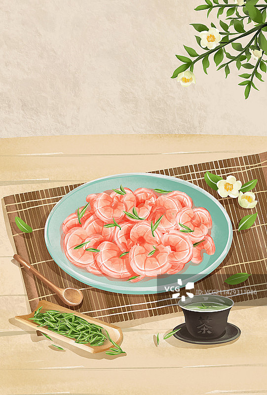 杭州特色美食之龙井虾仁图片素材