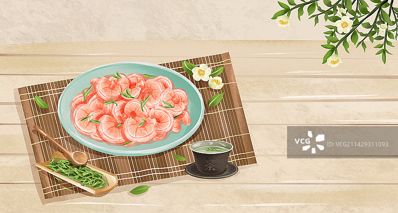 杭州特色美食之龙井虾仁图片素材