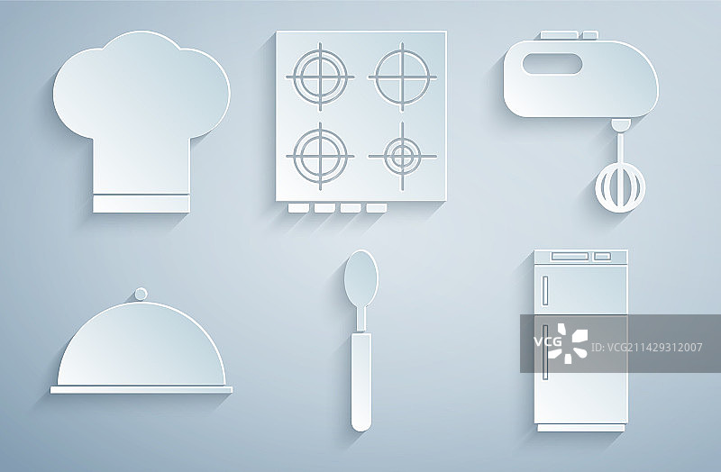带托盘的电动搅拌器勺子套装图片素材