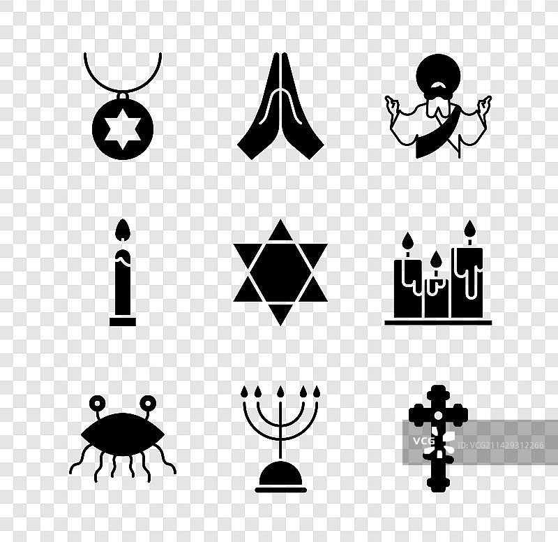 戴着大卫之星项链的手祈祷图片素材