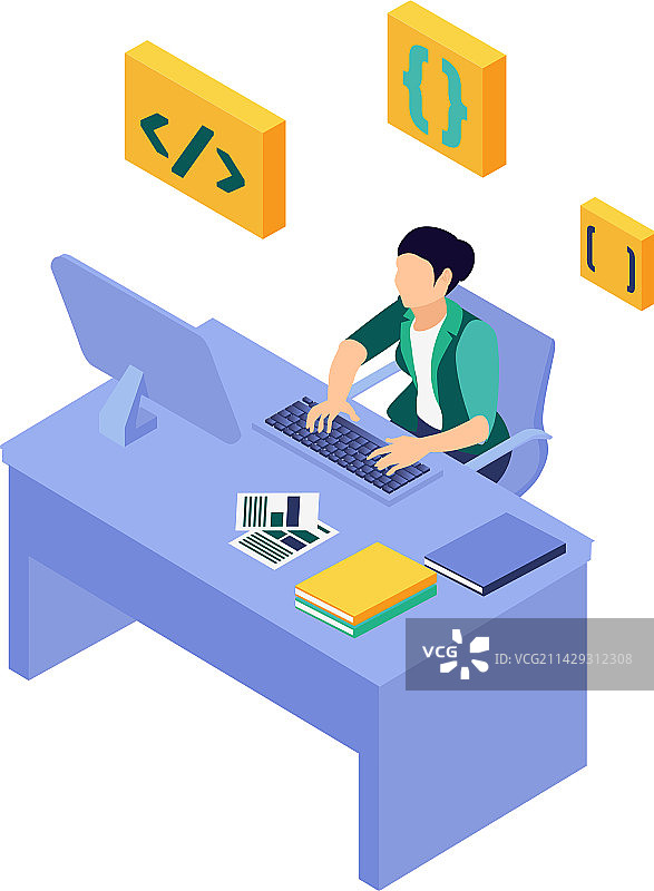 2.5D程序员代码组合图片素材