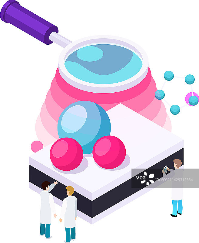 放大原子2.5D合成图图片素材