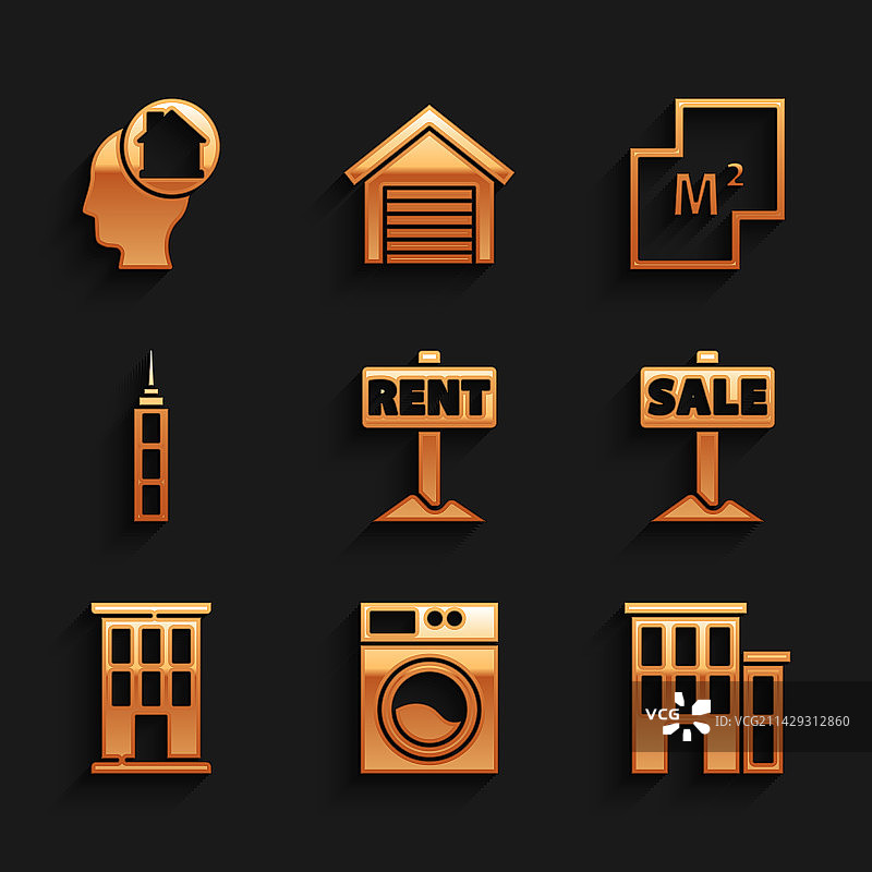 挂牌、出租洗衣机房屋出售组合图片素材