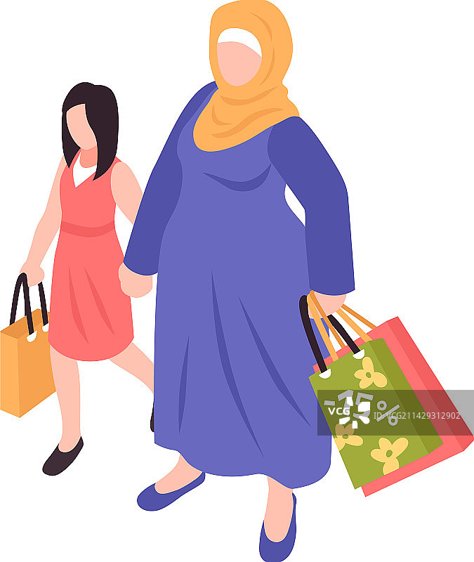 阿拉伯家庭购物组合图片素材