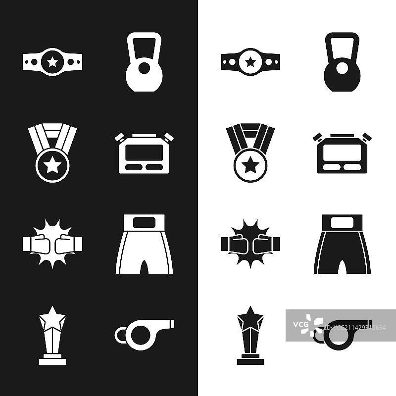 秒表、奖牌、拳击腰带、壶铃图片素材