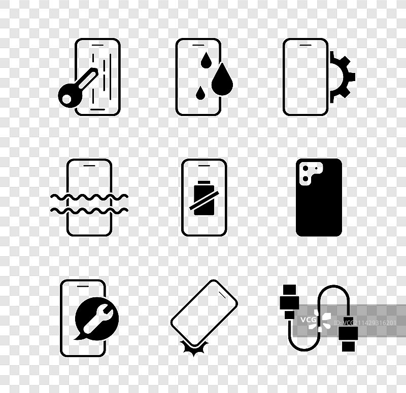 钢化膜、防水手机组合图片素材