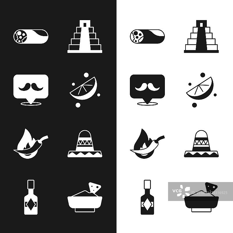 青柠切片、小胡子、墨西哥卷饼、奇琴伊察套装图片素材