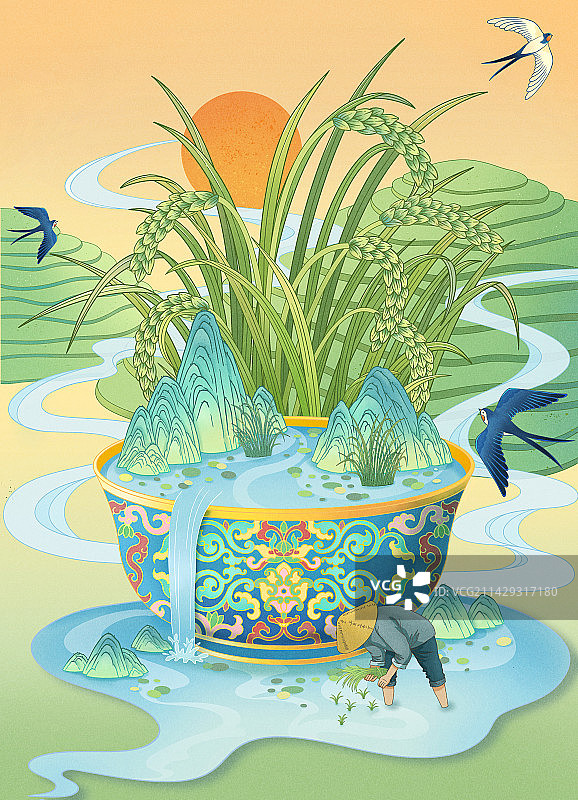 谷雨的插画图片素材