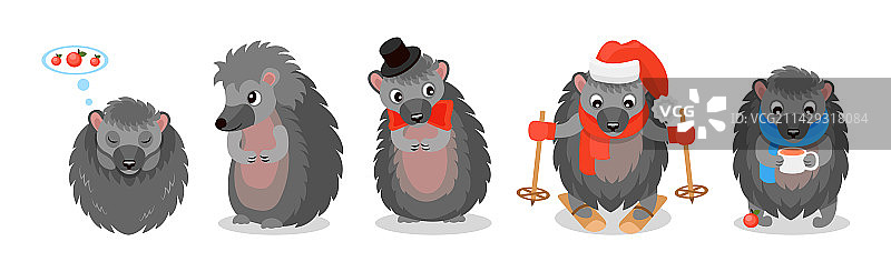 可爱刺猬进行各种活动图片素材