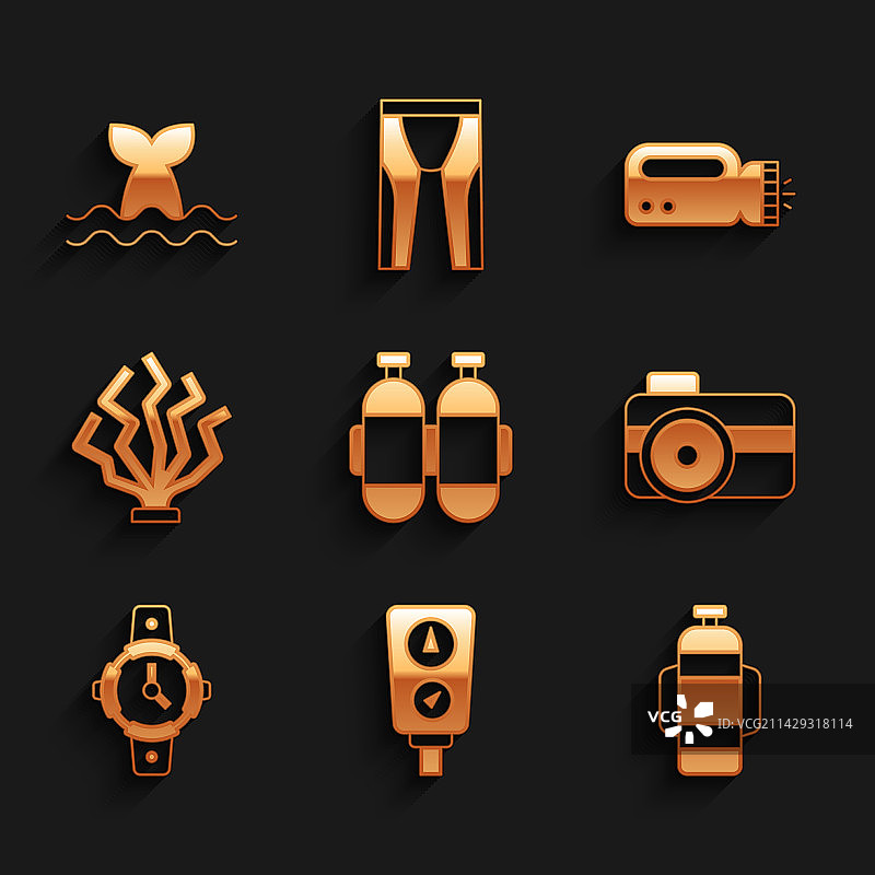 潜水装备：潜水压力表、相机等图片素材