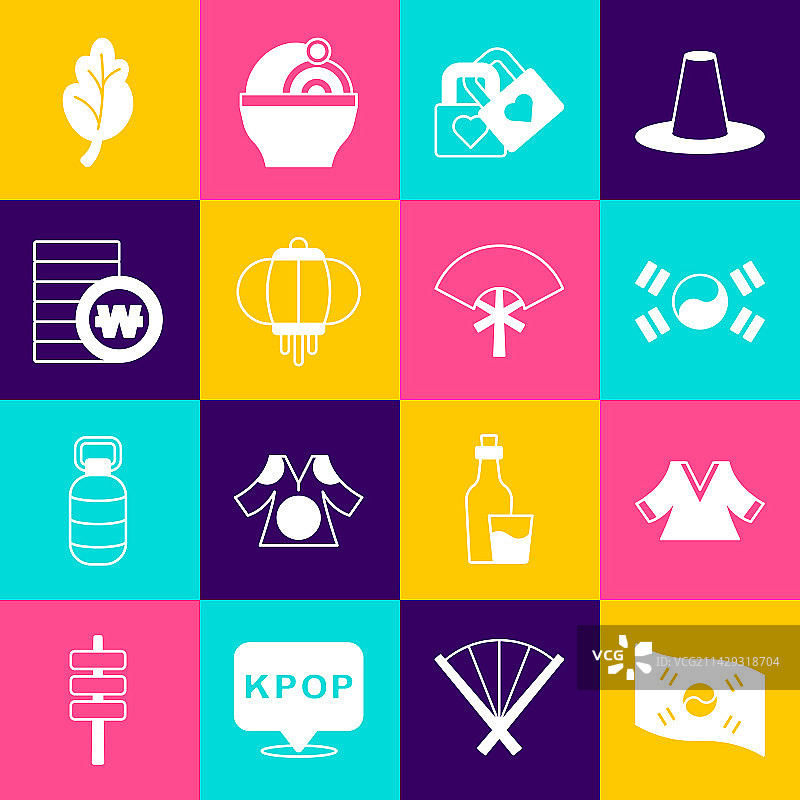 韩国国旗、和服与心形锁图片素材