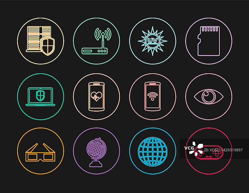 游戏手柄、护目镜、紫外线防护手机线条设计图片素材