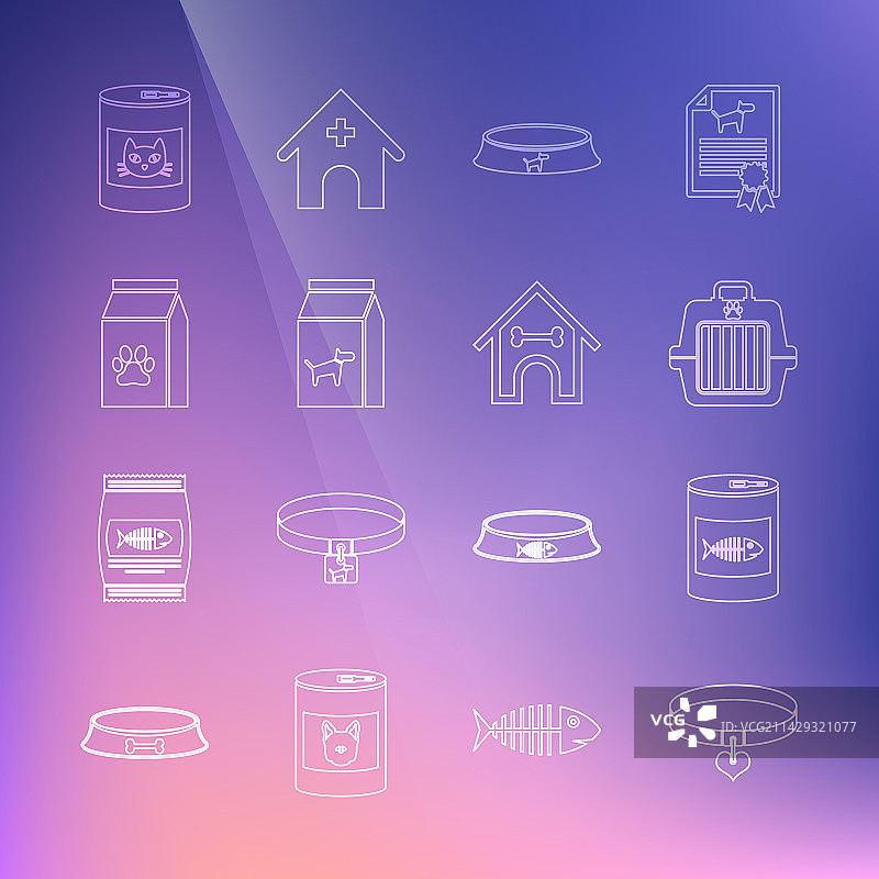 线条 猫用项圈心形罐头食品图片素材