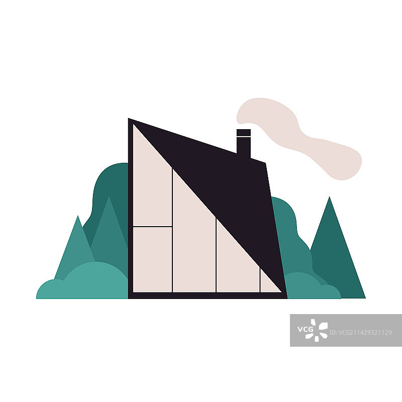 现代住宅扁平外墙屋顶窗户图片素材