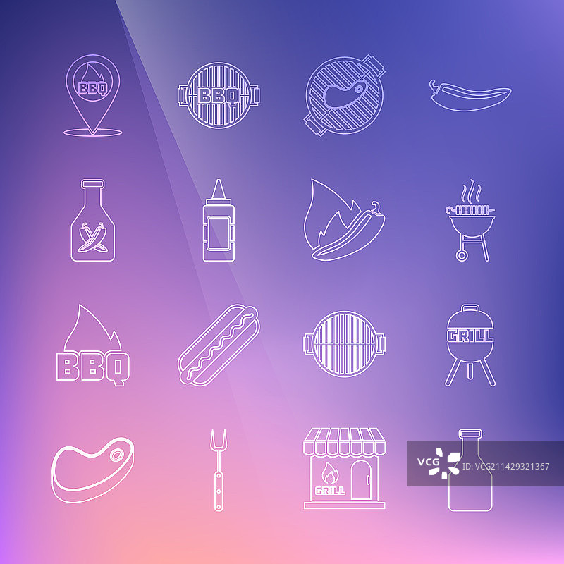 番茄酱瓶、烧烤架、烤肉图片素材