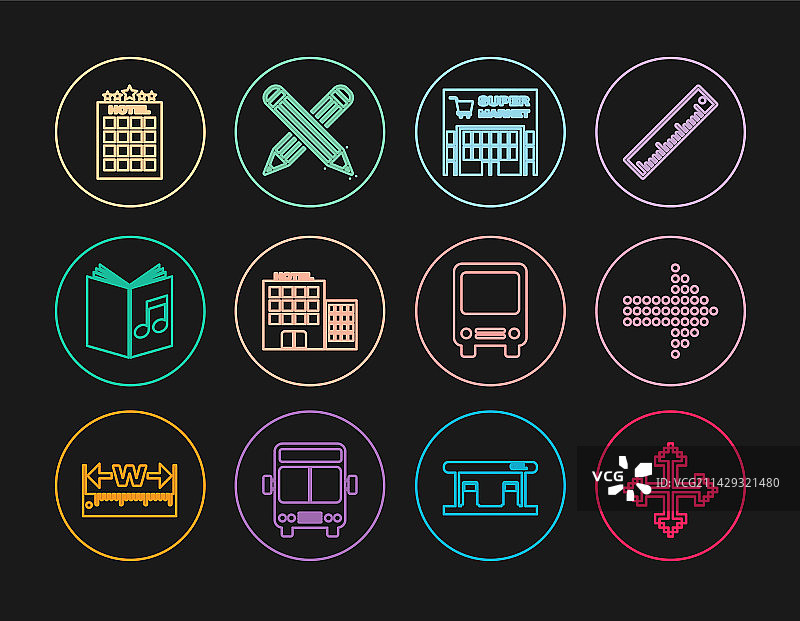 四个方向的点状像素箭头线条组合图片素材