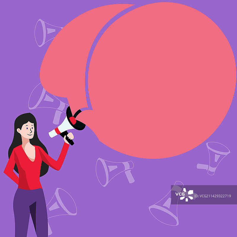 穿制服站立手持扩音器的女人图片素材