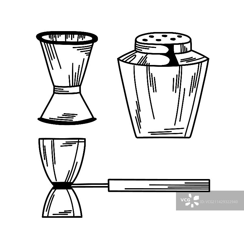 调酒器和零件套装图片素材