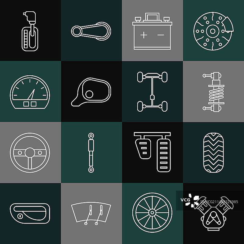 汽车发动机轮胎减震器电瓶图片素材