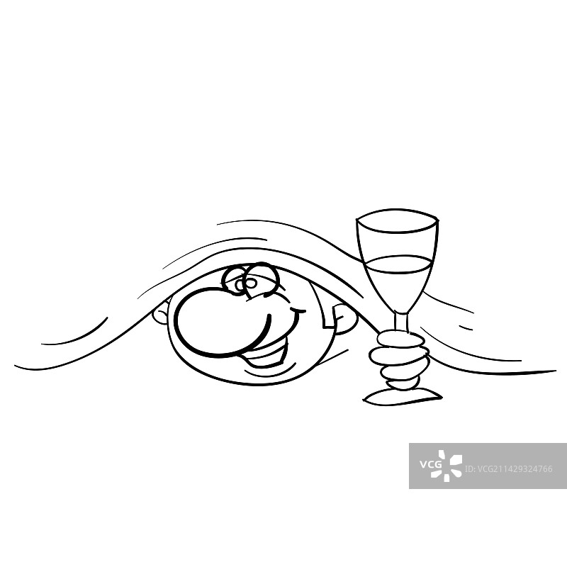 手持香槟酒杯男人的素描图片素材