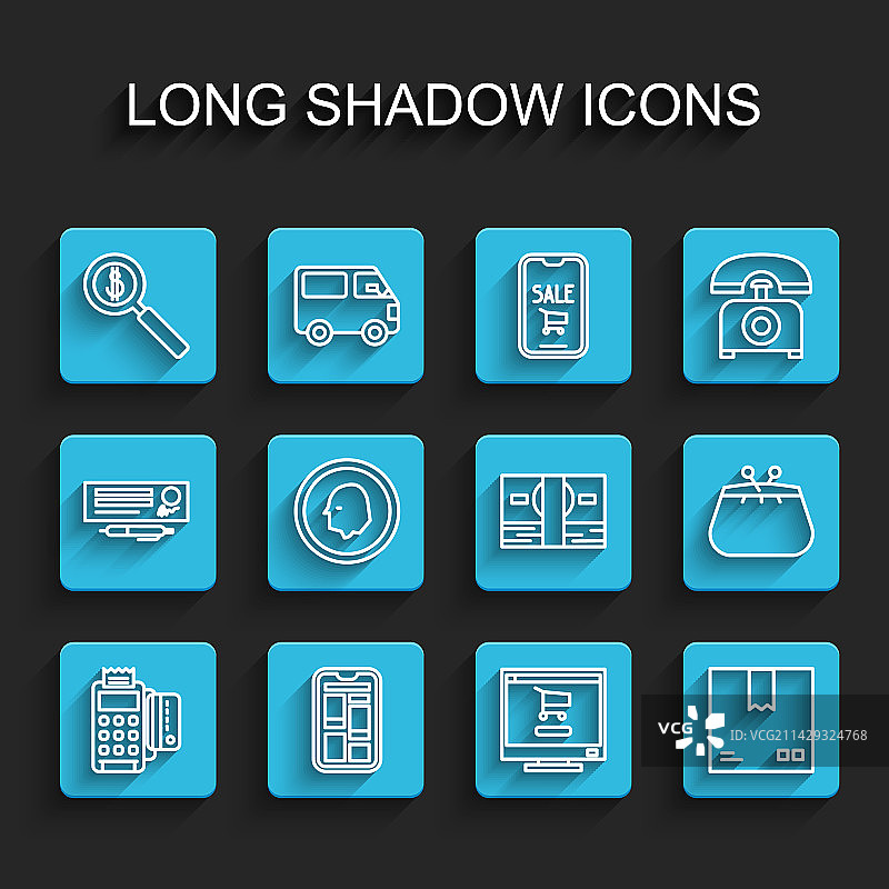 带信用卡的POS机放大镜图片素材